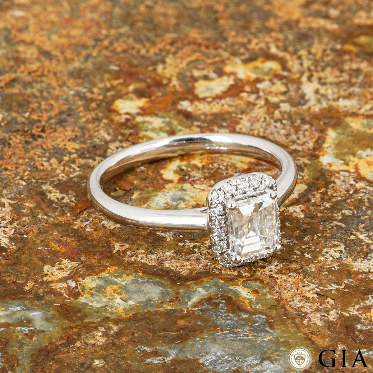 White Gold Emerald Cut Diamond Ring 0.74ct D/VS2